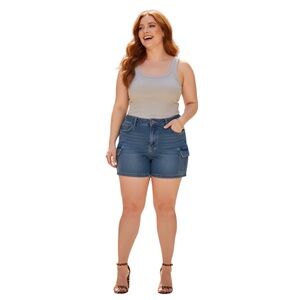 Plus Size Shorts Daisy Blue Cargo Shorts Size 2X Stretch Dark Wash